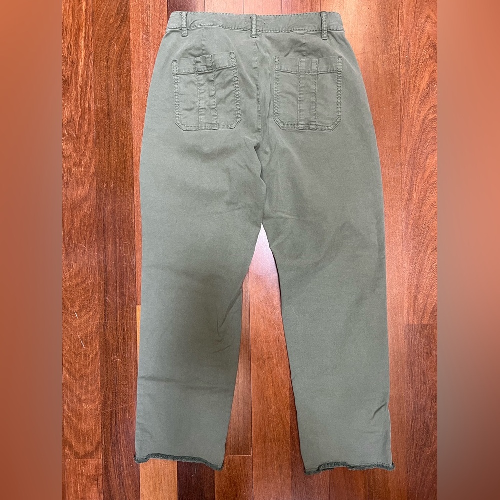 J Jill 4 Olive Fringe Hem Chino Straight Leg Pants - Picture 7 of 8